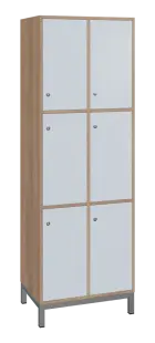 SBS-3322 šatní skříň 6-boxová, 1800x600x400 mm, kovové nohy, korpus dub bardolino, dvířka bílá